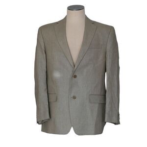 MICHAEL KORS Mens 40R Tan/Beige Linen Blazer Sport Coat Suit Jacket Preppy FLAW